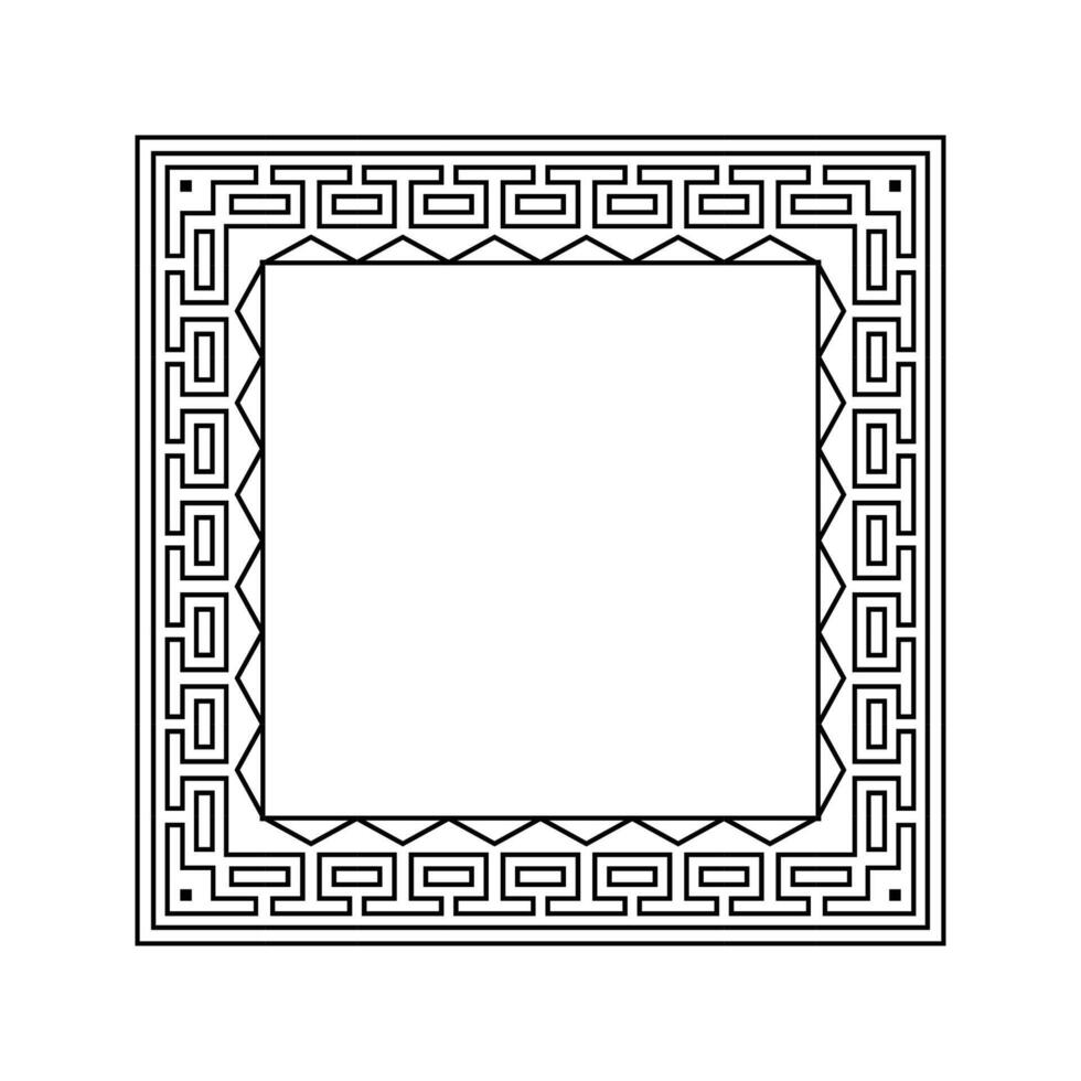 Ornamental Geometric Square Border Pattern Design with Symmetrical Shapes vector