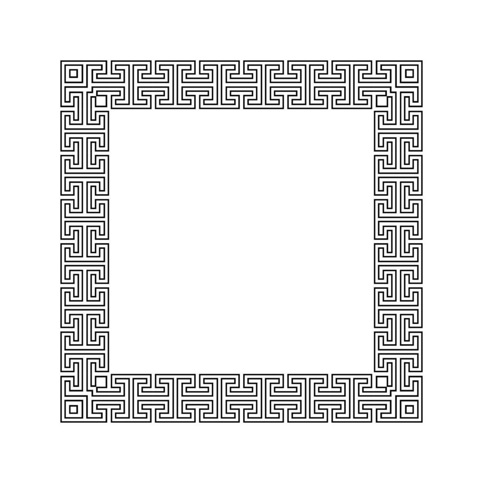 Ornamental Geometric Square Border Pattern Design with Symmetrical Shapes vector
