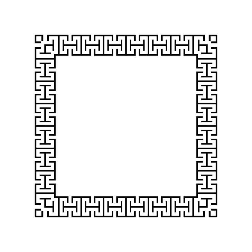 Ornamental Geometric Square Border Pattern Design with Symmetrical Shapes vector