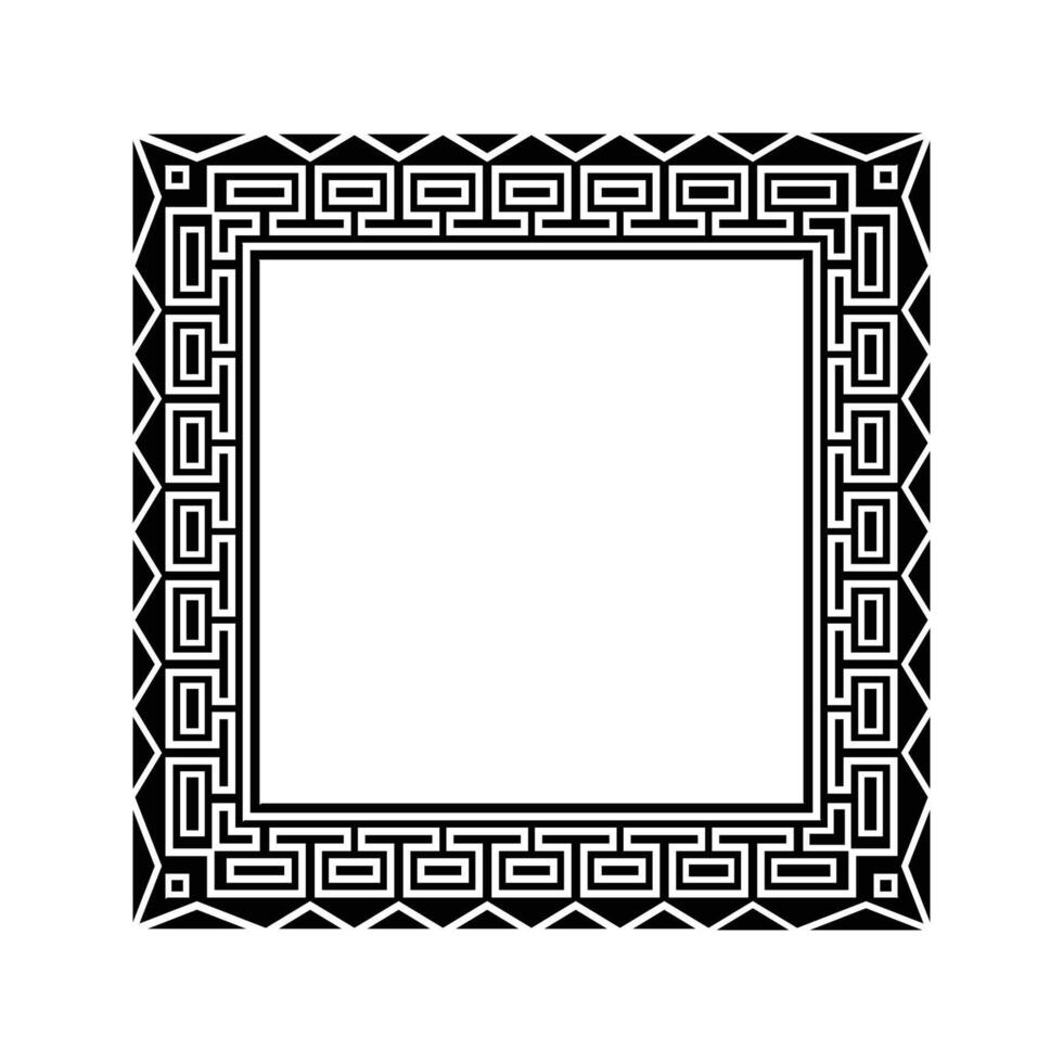 Ornamental Geometric Square Border Pattern Design with Symmetrical Shapes vector