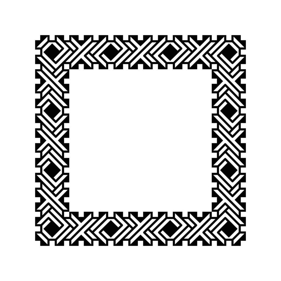 Ornamental Geometric Square Border Pattern Design with Symmetrical Shapes vector