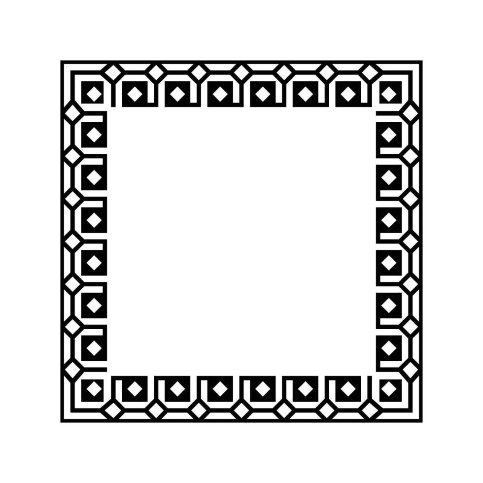 Ornamental Geometric Square Border Pattern Design with Symmetrical Shapes vector