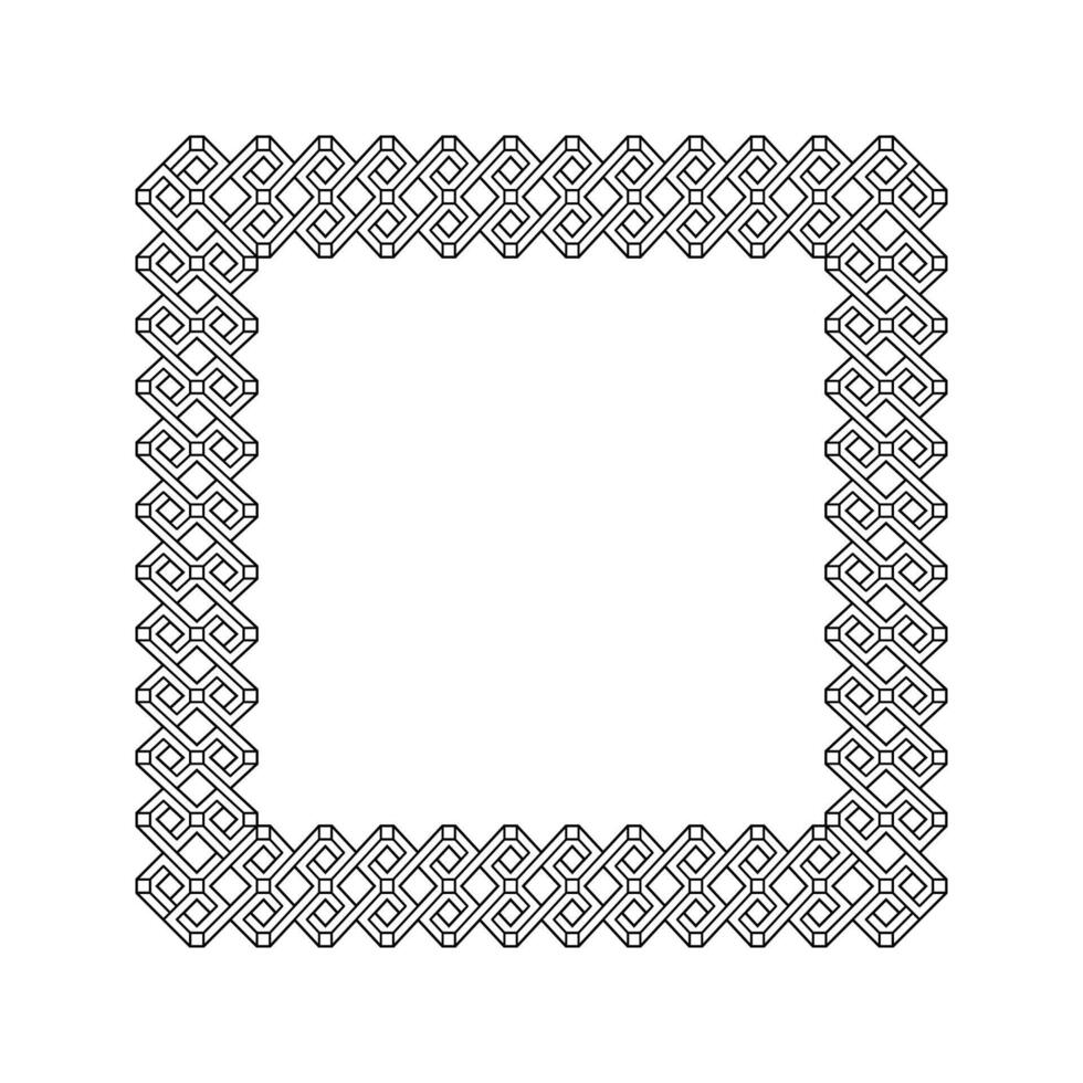 Ornamental Geometric Square Border Pattern Design with Symmetrical Shapes vector