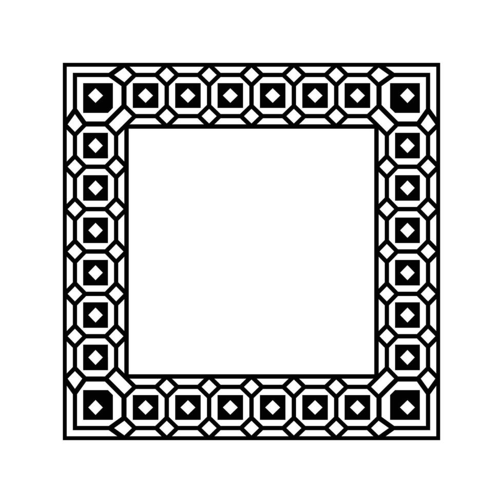 Ornamental Geometric Square Border Pattern Design with Symmetrical Shapes vector