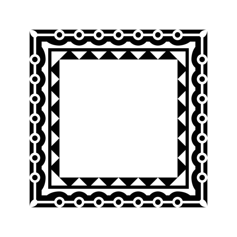 Ornamental Geometric Square Border Pattern Design with Symmetrical Shapes vector