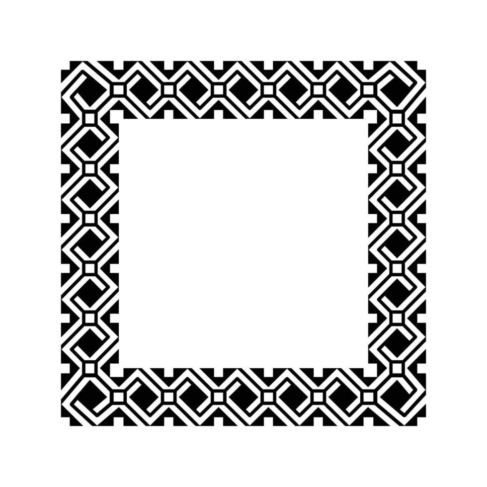 Ornamental Geometric Square Border Pattern Design with Symmetrical Shapes vector
