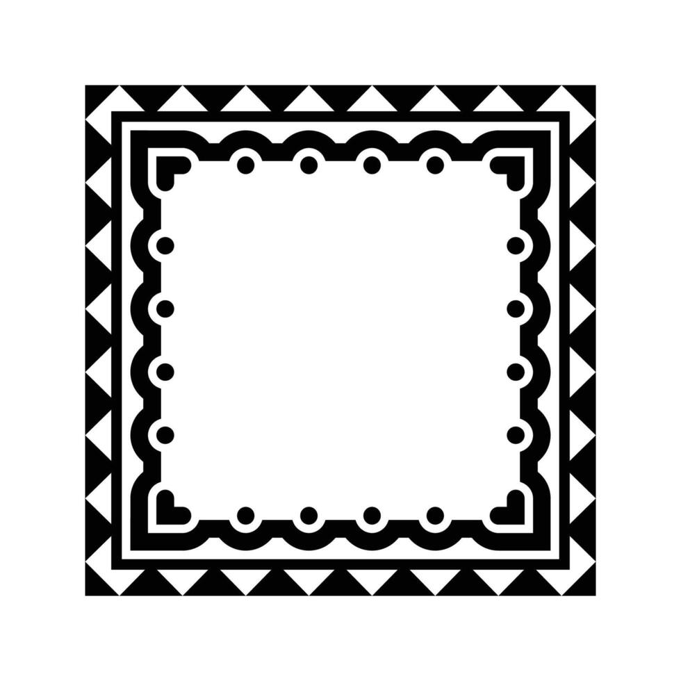 Ornamental Geometric Square Border Pattern Design with Symmetrical Shapes vector