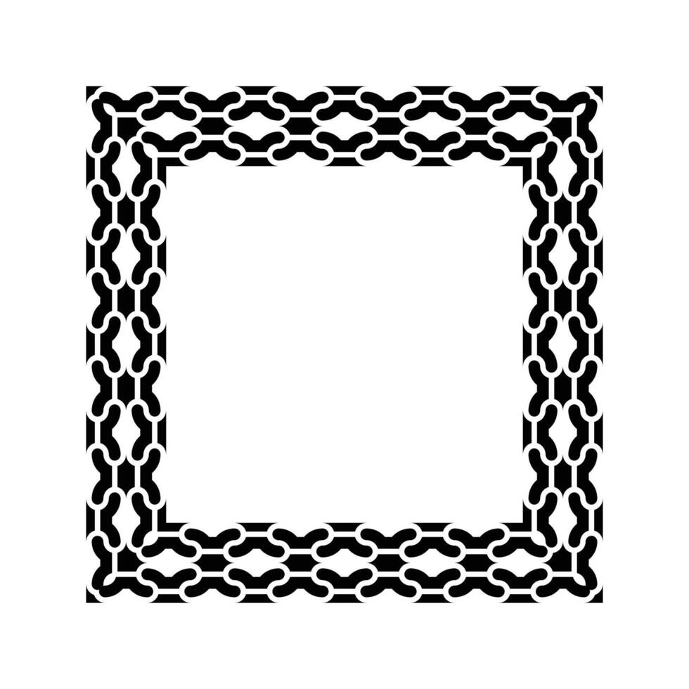 Ornamental Geometric Square Border Pattern Design with Symmetrical Shapes vector