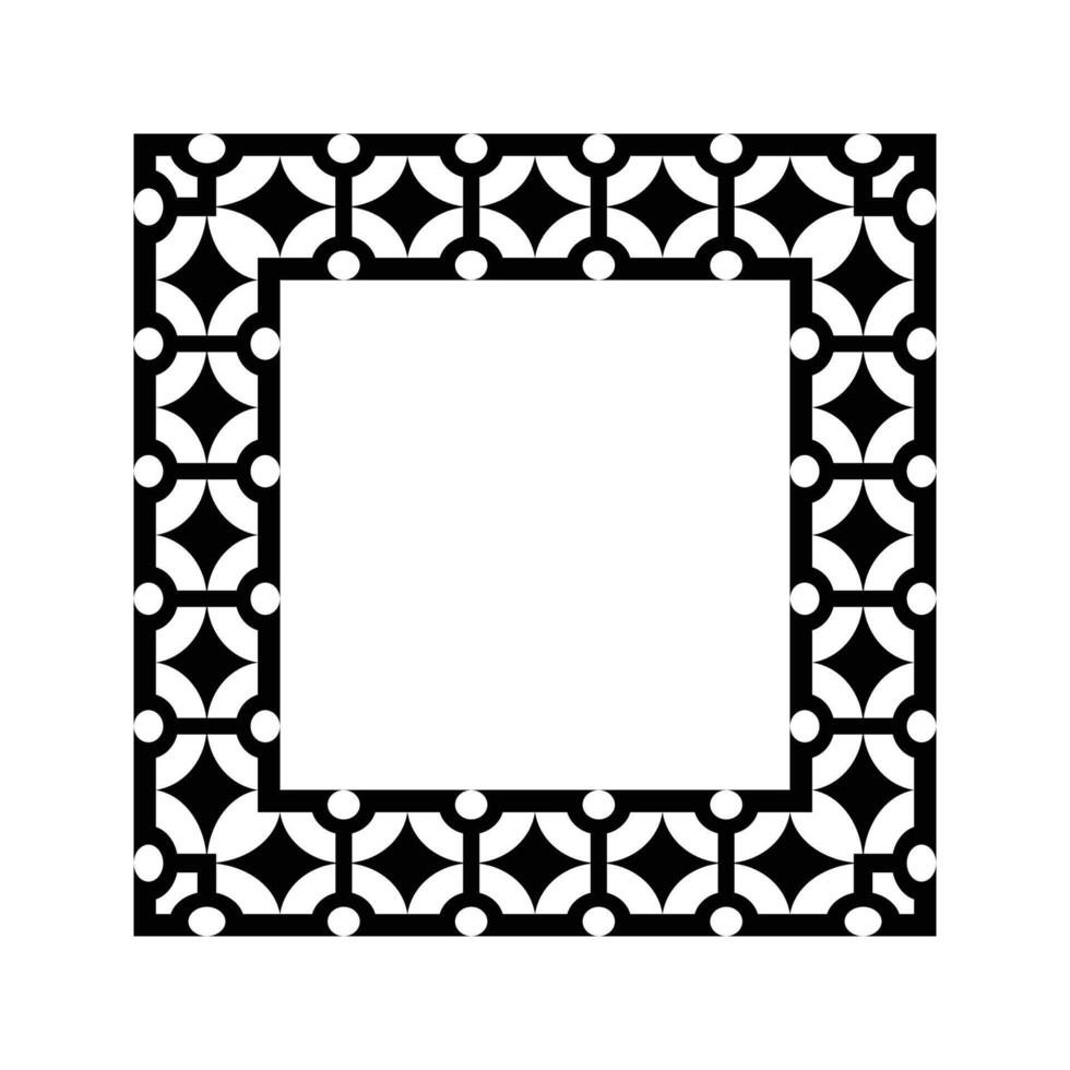 Ornamental Geometric Square Border Pattern Design with Symmetrical Shapes vector
