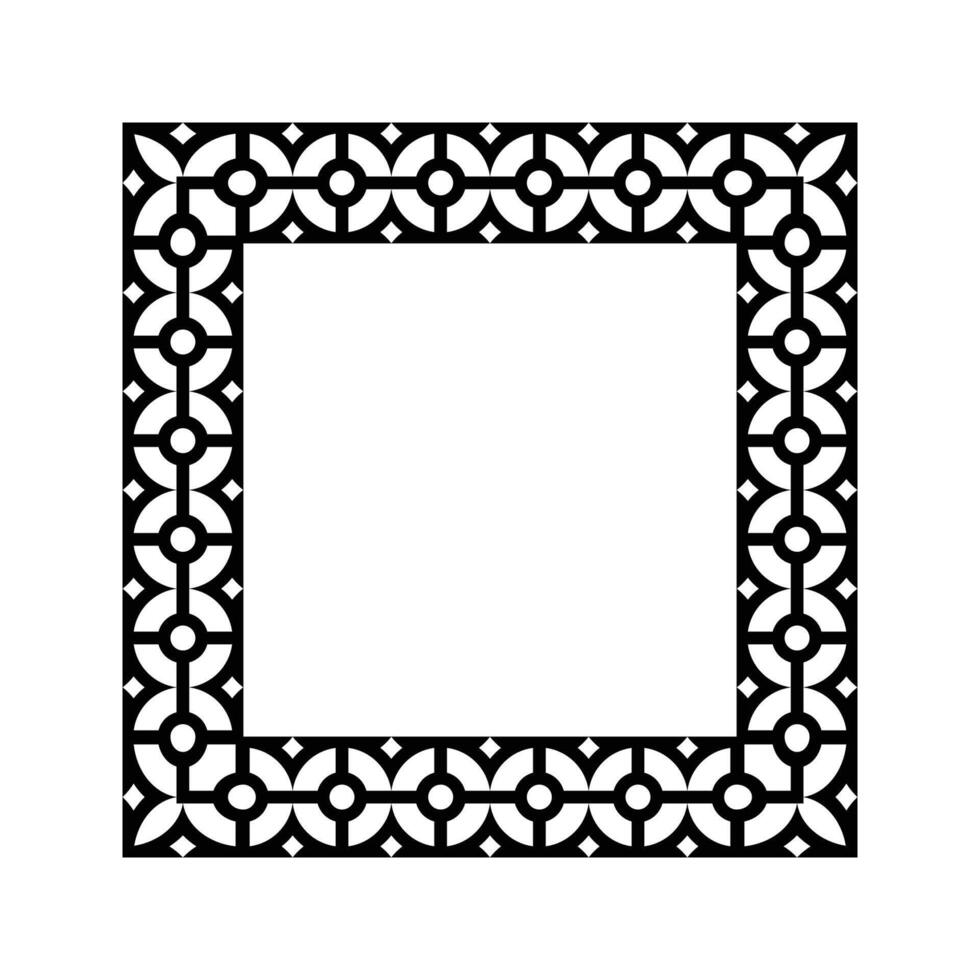 Ornamental Geometric Square Border Pattern Design with Symmetrical Shapes vector