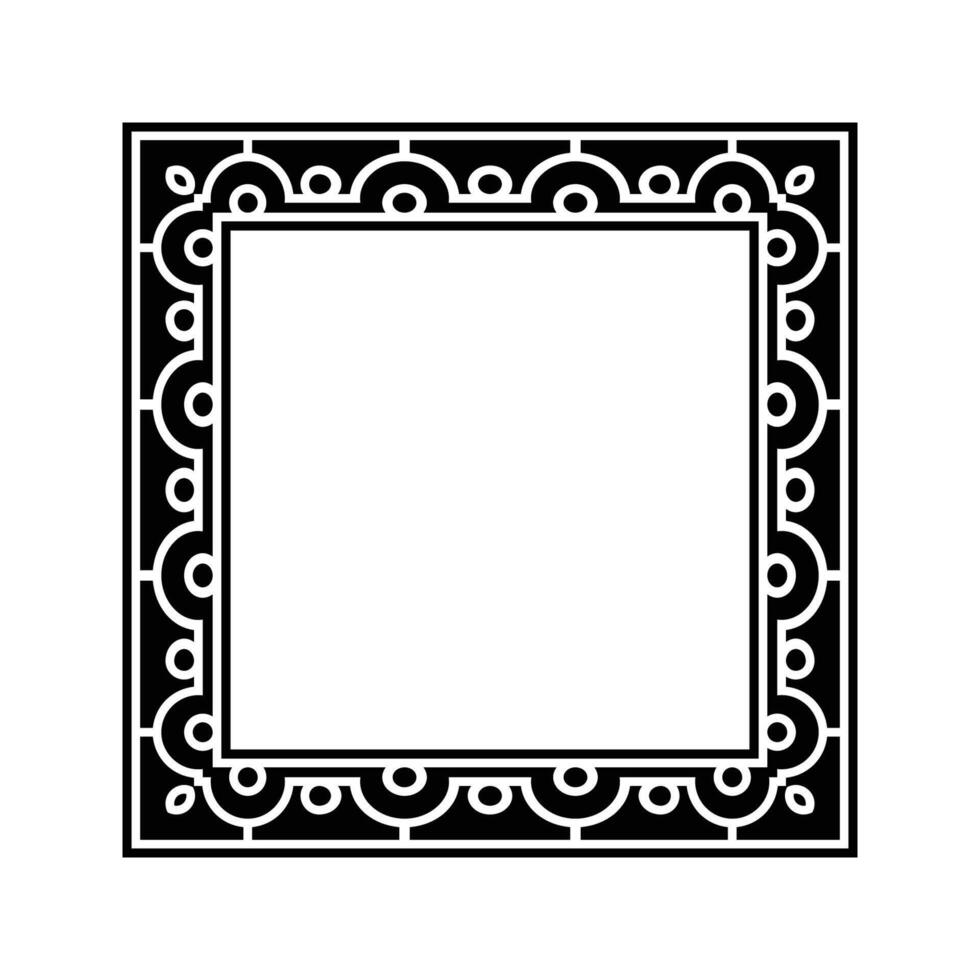 Ornamental Geometric Square Border Pattern Design with Symmetrical Shapes vector