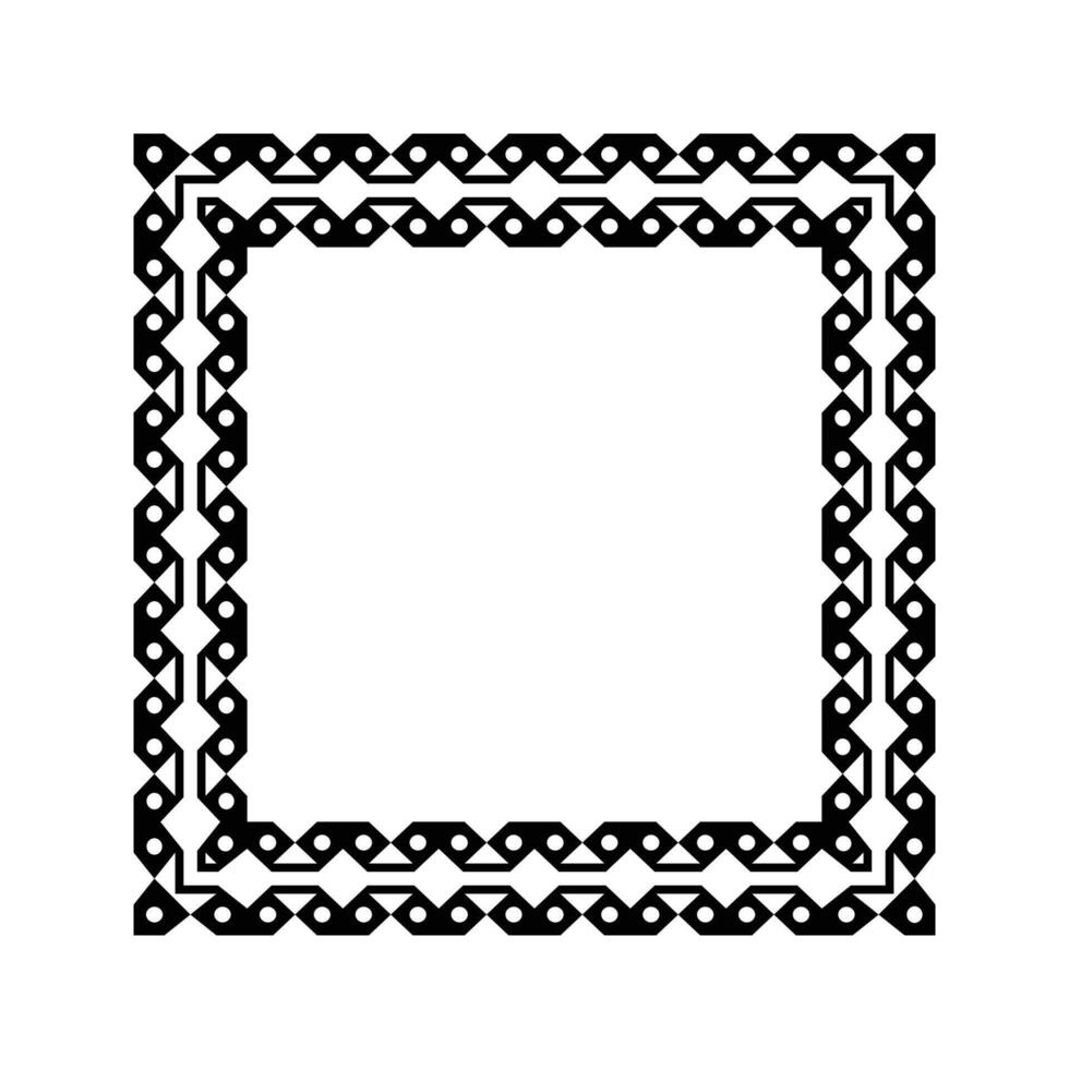 Ornamental Geometric Square Border Pattern Design with Symmetrical Shapes vector