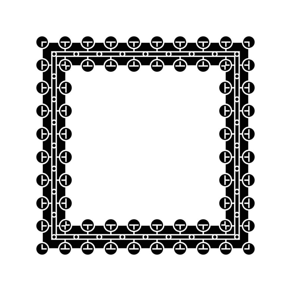 Ornamental Geometric Square Border Pattern Design with Symmetrical Shapes vector