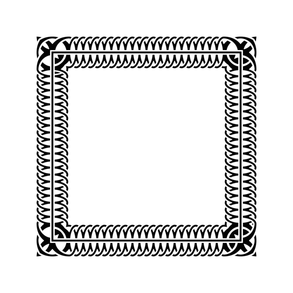 Ornamental Geometric Square Border Pattern Design with Symmetrical Shapes vector