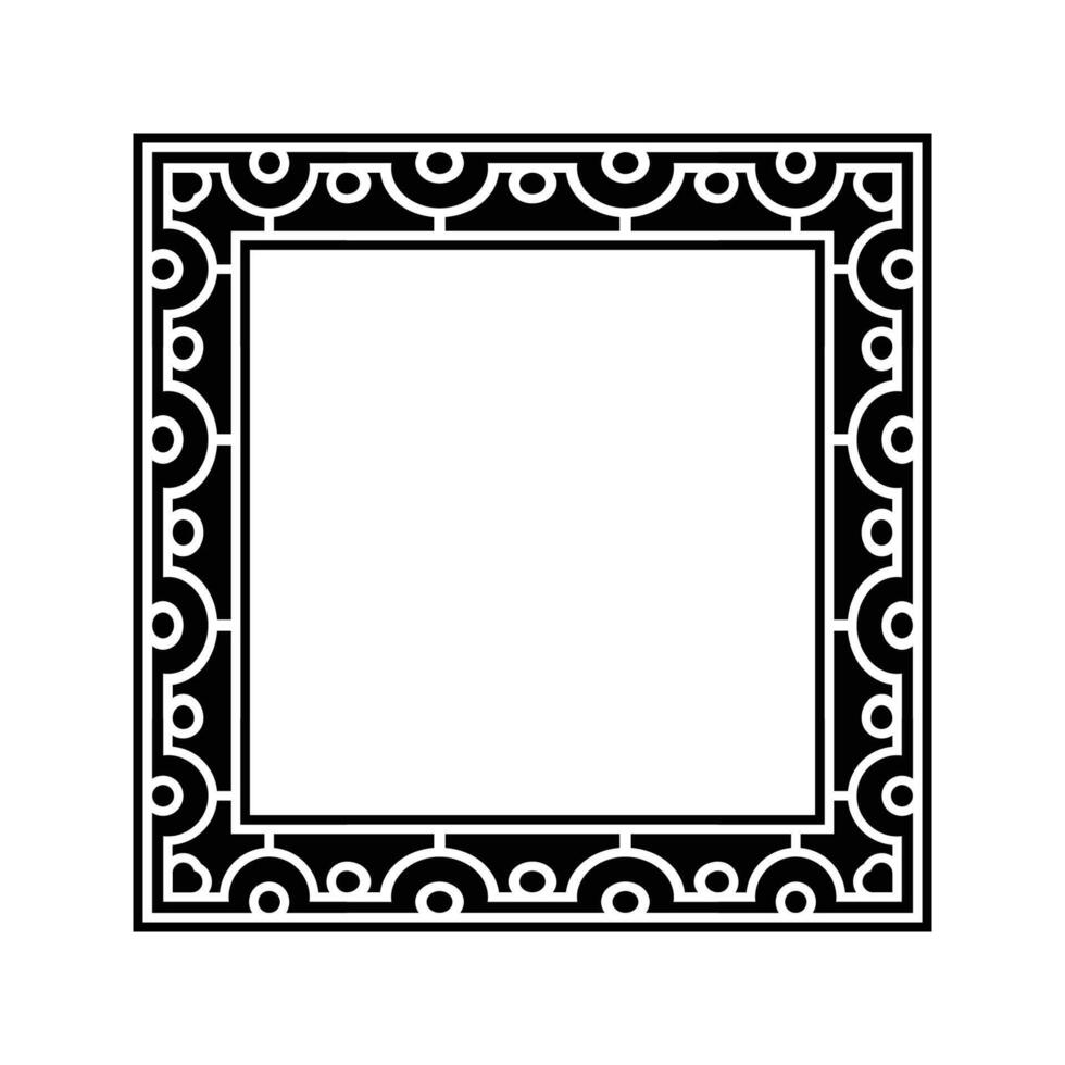 Ornamental Geometric Square Border Pattern Design with Symmetrical Shapes vector