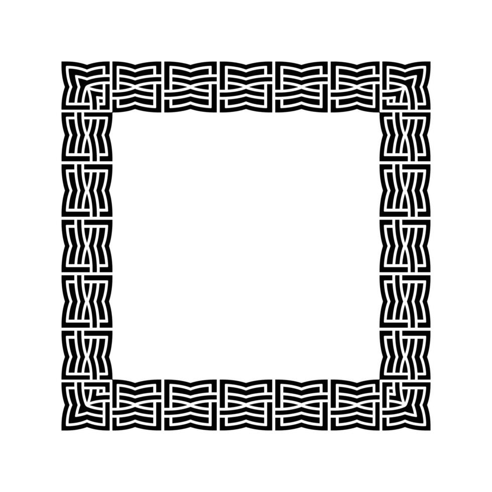Ornamental Geometric Square Border Pattern Design with Symmetrical Shapes vector