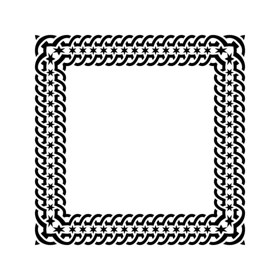 Ornamental Geometric Square Border Pattern Design with Symmetrical Shapes vector