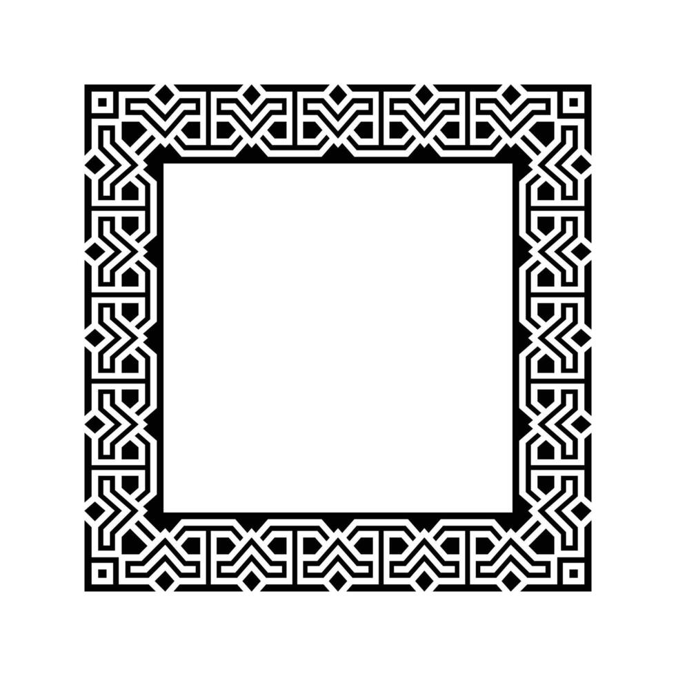 Ornamental Geometric Square Border Pattern Design with Symmetrical Shapes vector