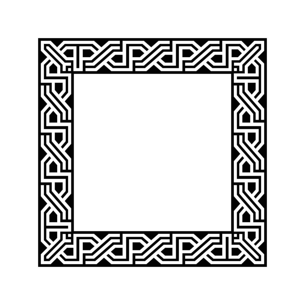 Ornamental Geometric Square Border Pattern Design with Symmetrical Shapes vector