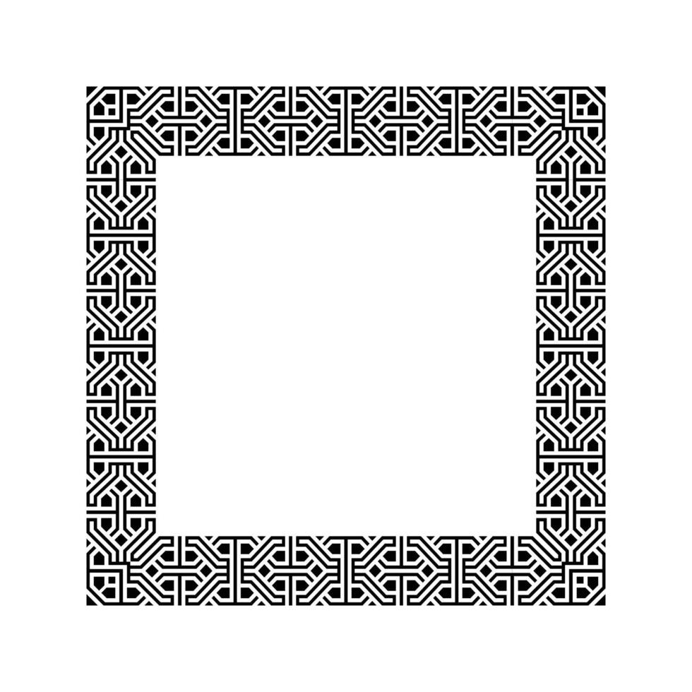 Ornamental Geometric Square Border Pattern Design with Symmetrical Shapes vector