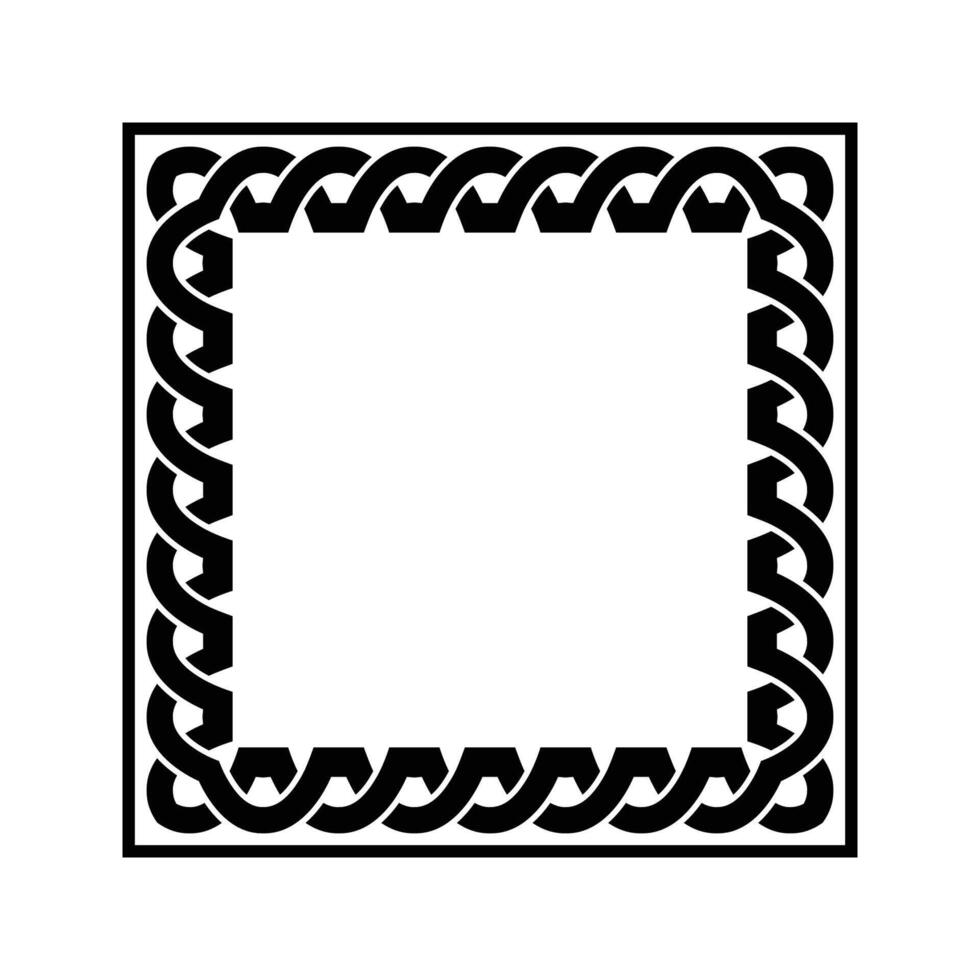 Ornamental Geometric Square Border Pattern Design with Symmetrical Shapes vector
