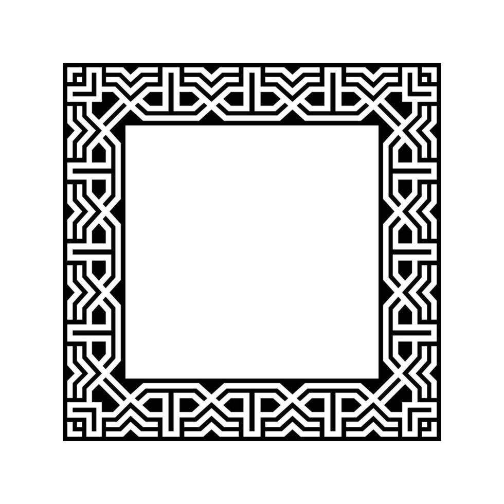 Ornamental Geometric Square Border Pattern Design with Symmetrical Shapes vector