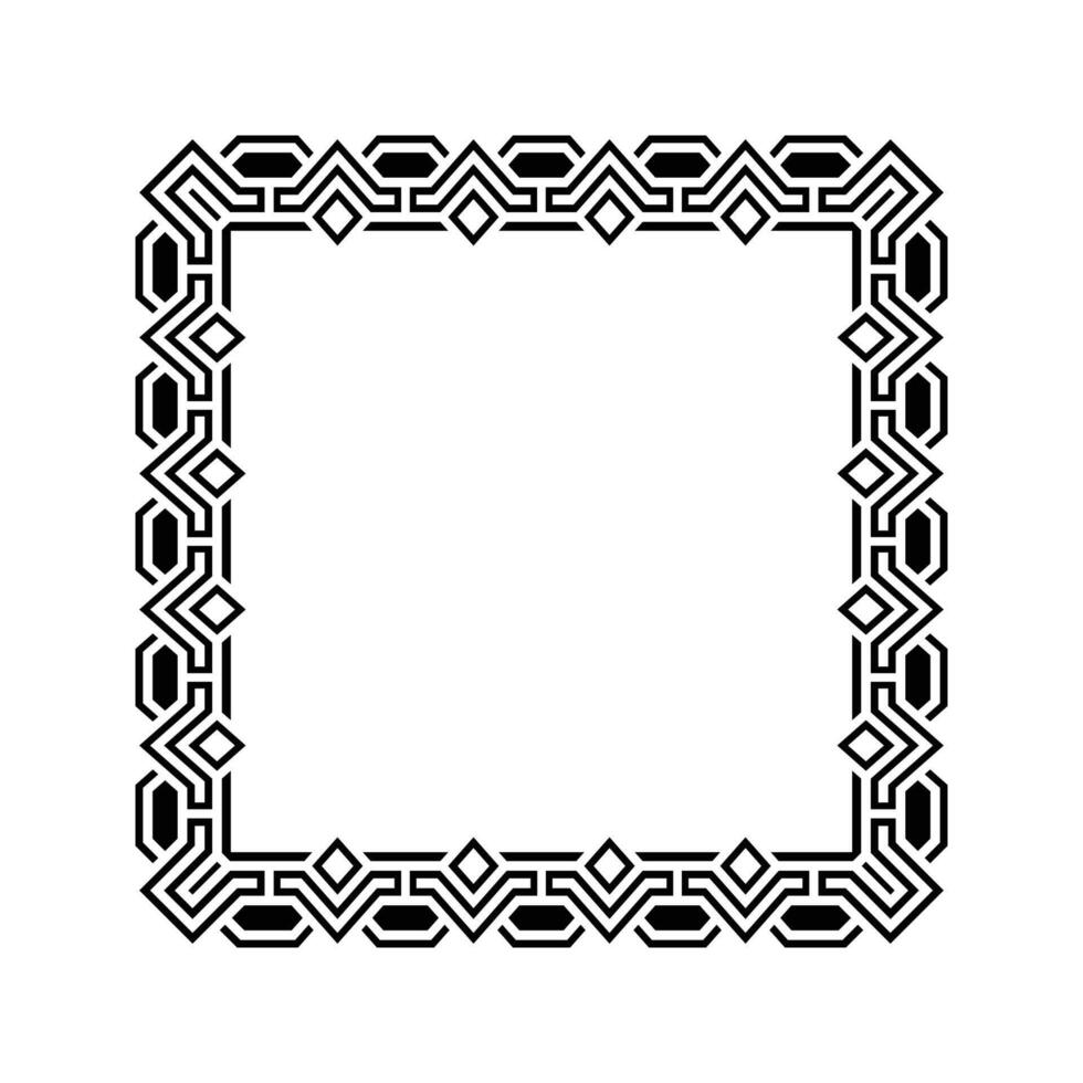 Ornamental Geometric Square Border Pattern Design with Symmetrical Shapes vector