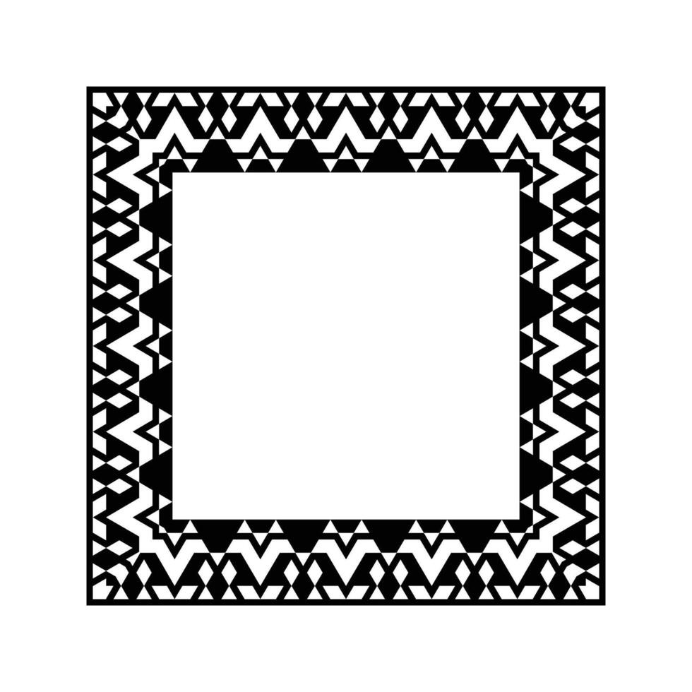 Ornamental Geometric Square Border Pattern Design with Symmetrical Shapes vector