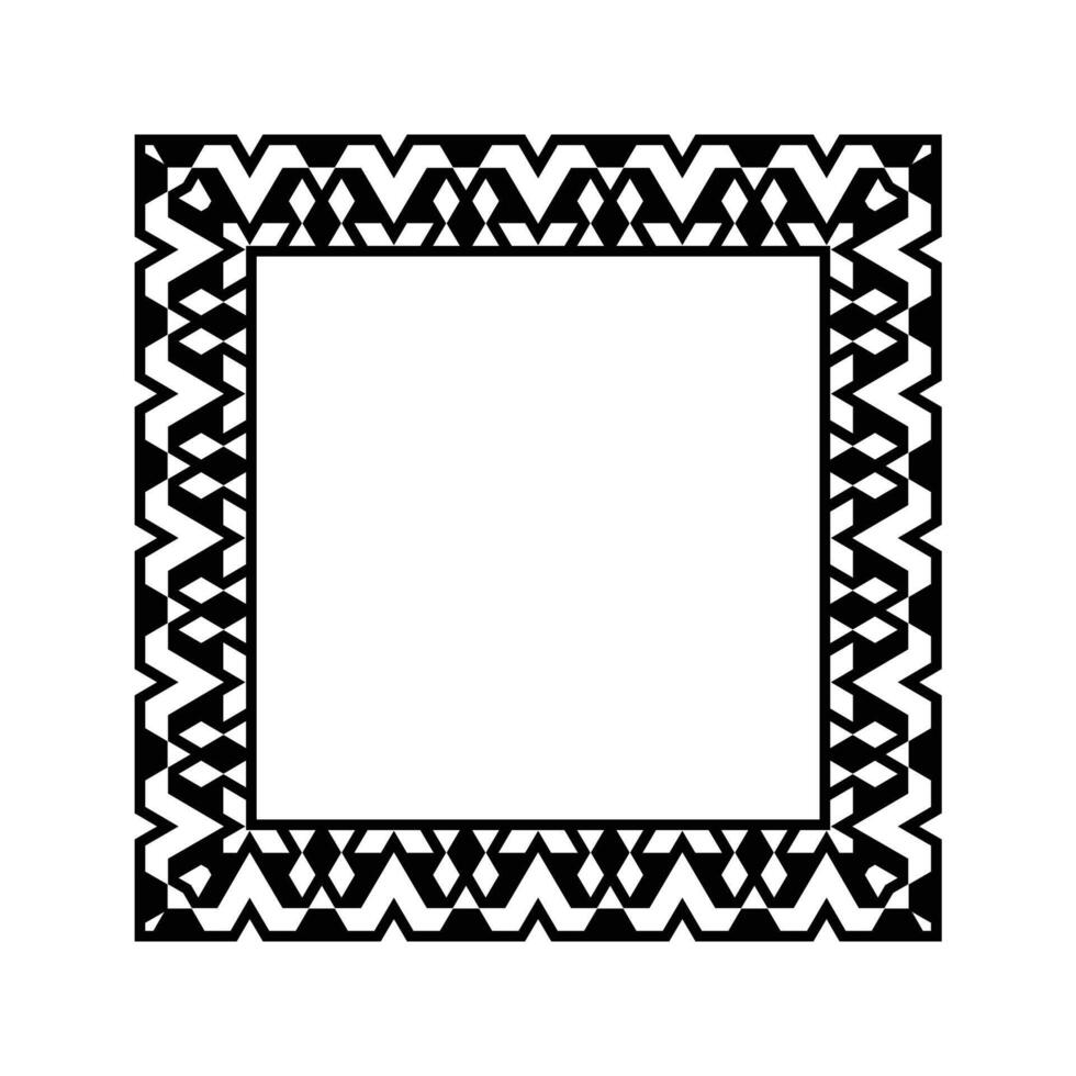 Ornamental Geometric Square Border Pattern Design with Symmetrical Shapes vector