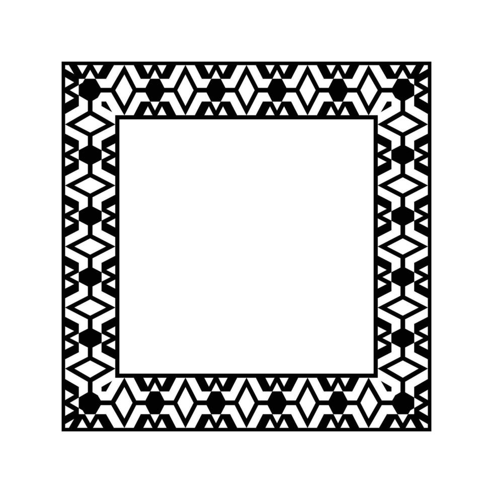 Ornamental Geometric Square Border Pattern Design with Symmetrical Shapes vector