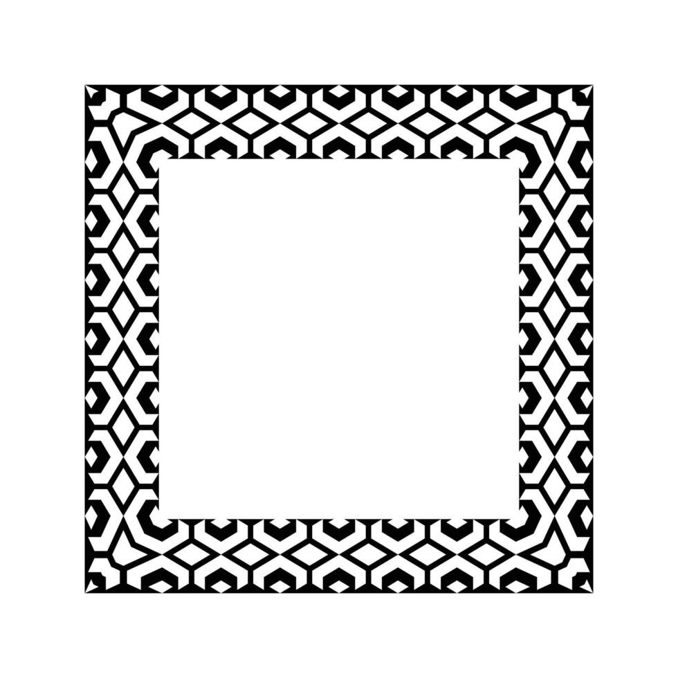 Ornamental Geometric Square Border Pattern Design with Symmetrical Shapes vector