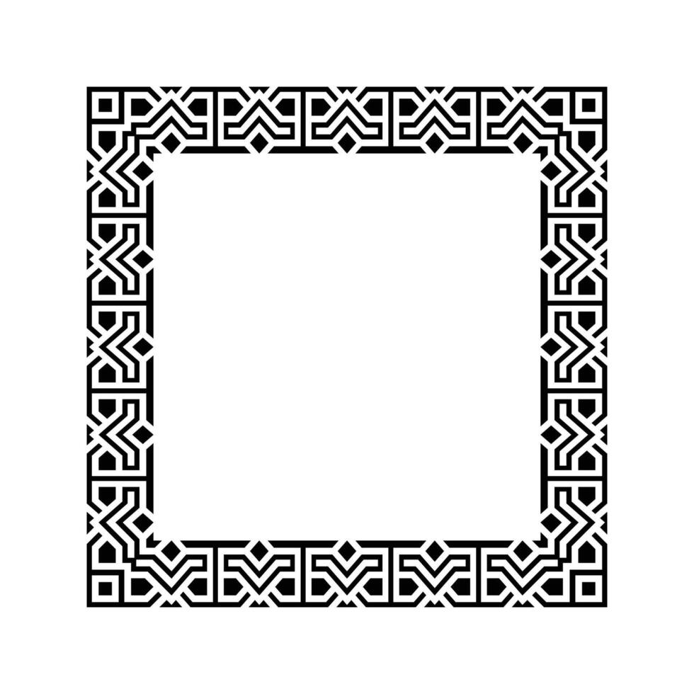 Ornamental Geometric Square Border Pattern Design with Symmetrical Shapes vector