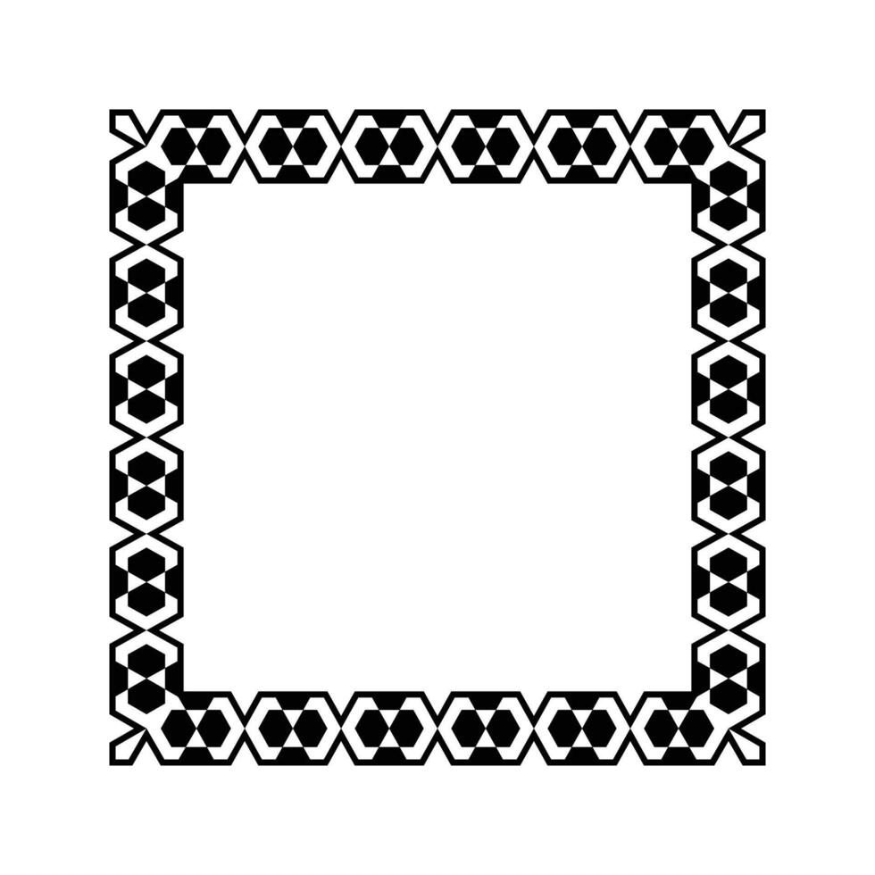 Ornamental Geometric Square Border Pattern Design with Symmetrical Shapes vector