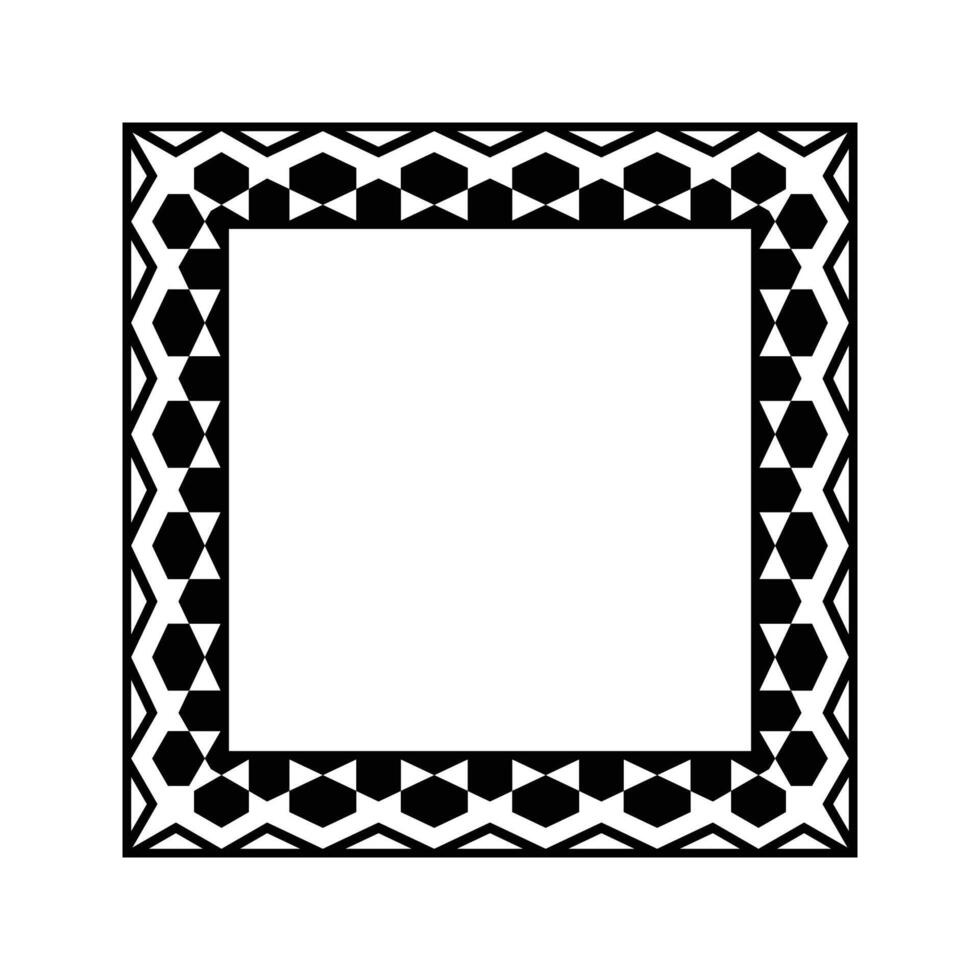 Ornamental Geometric Square Border Pattern Design with Symmetrical Shapes vector