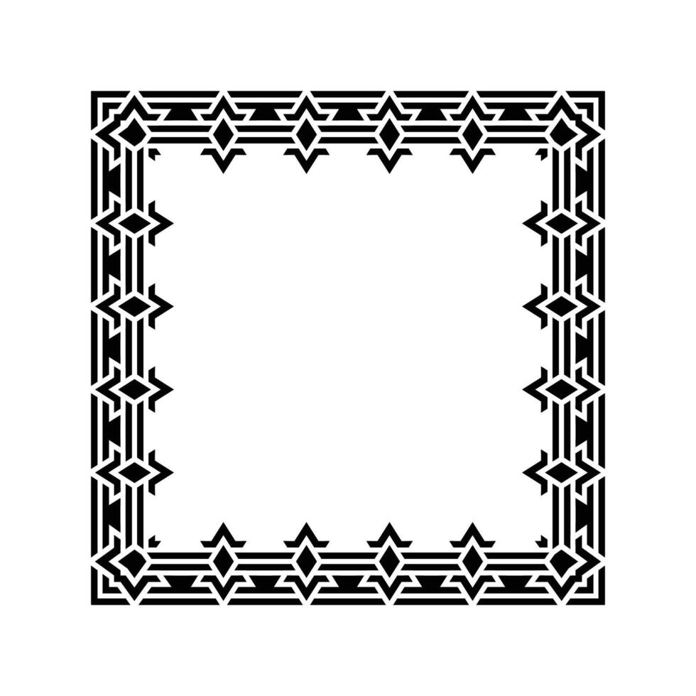 Ornamental Geometric Square Border Pattern Design with Symmetrical Shapes vector