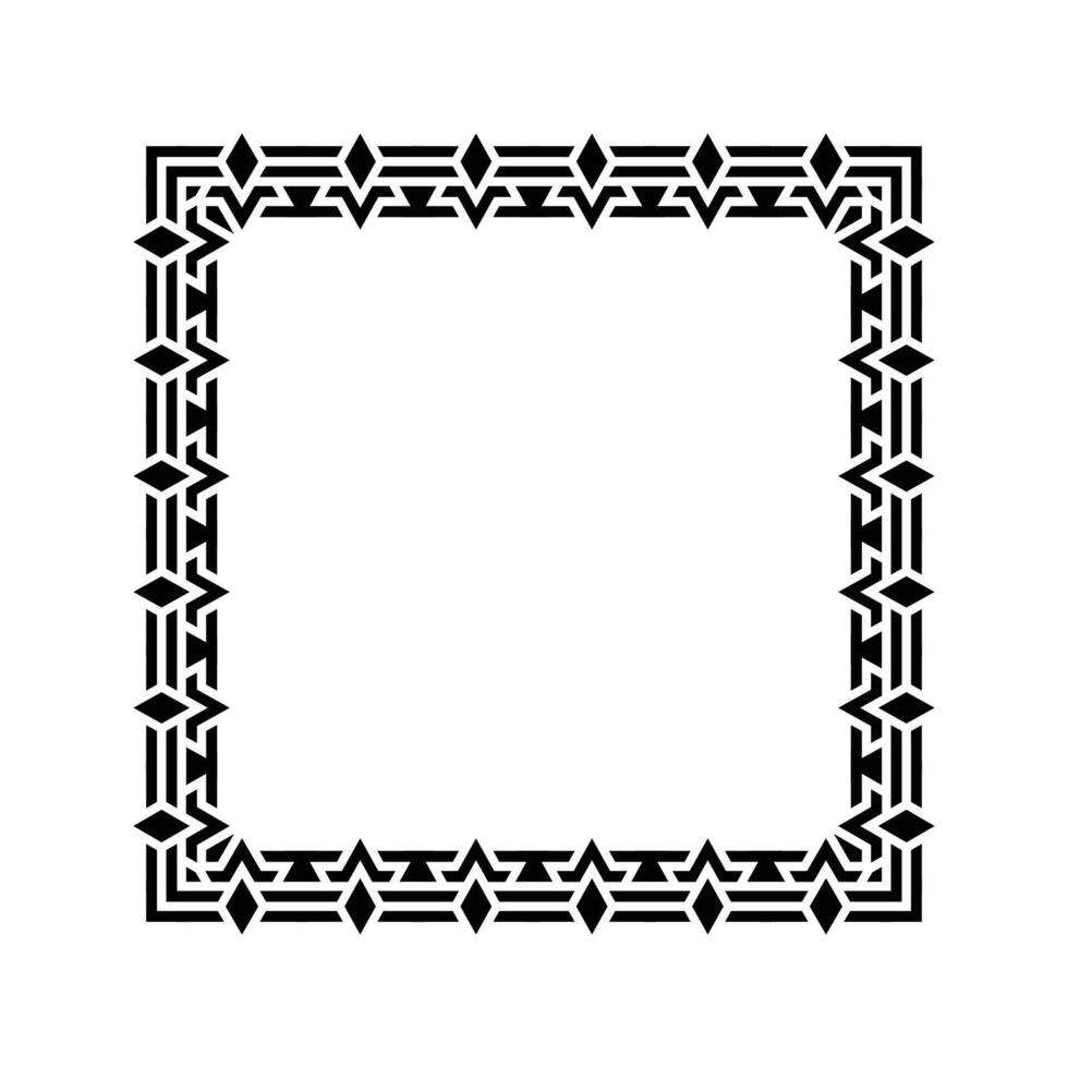 Ornamental Geometric Square Border Pattern Design with Symmetrical Shapes vector