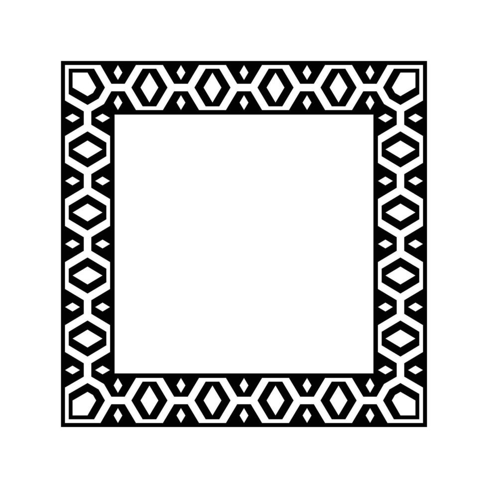 Ornamental Geometric Square Border Pattern Design with Symmetrical Shapes vector