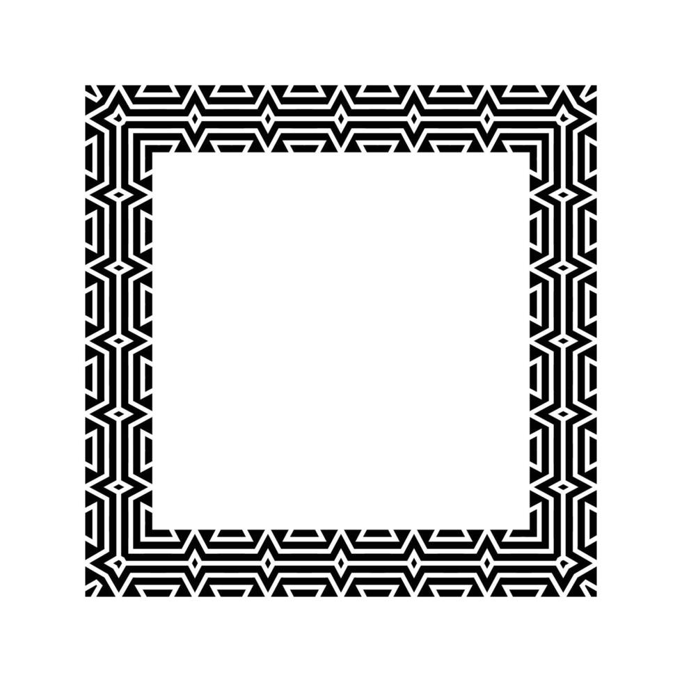 Ornamental Geometric Square Border Pattern Design with Symmetrical Shapes vector