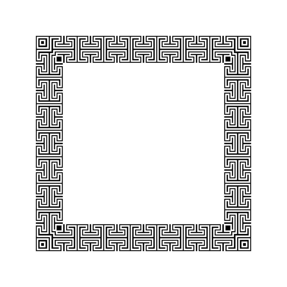 Ornamental Geometric Square Border Pattern Design with Symmetrical Shapes vector