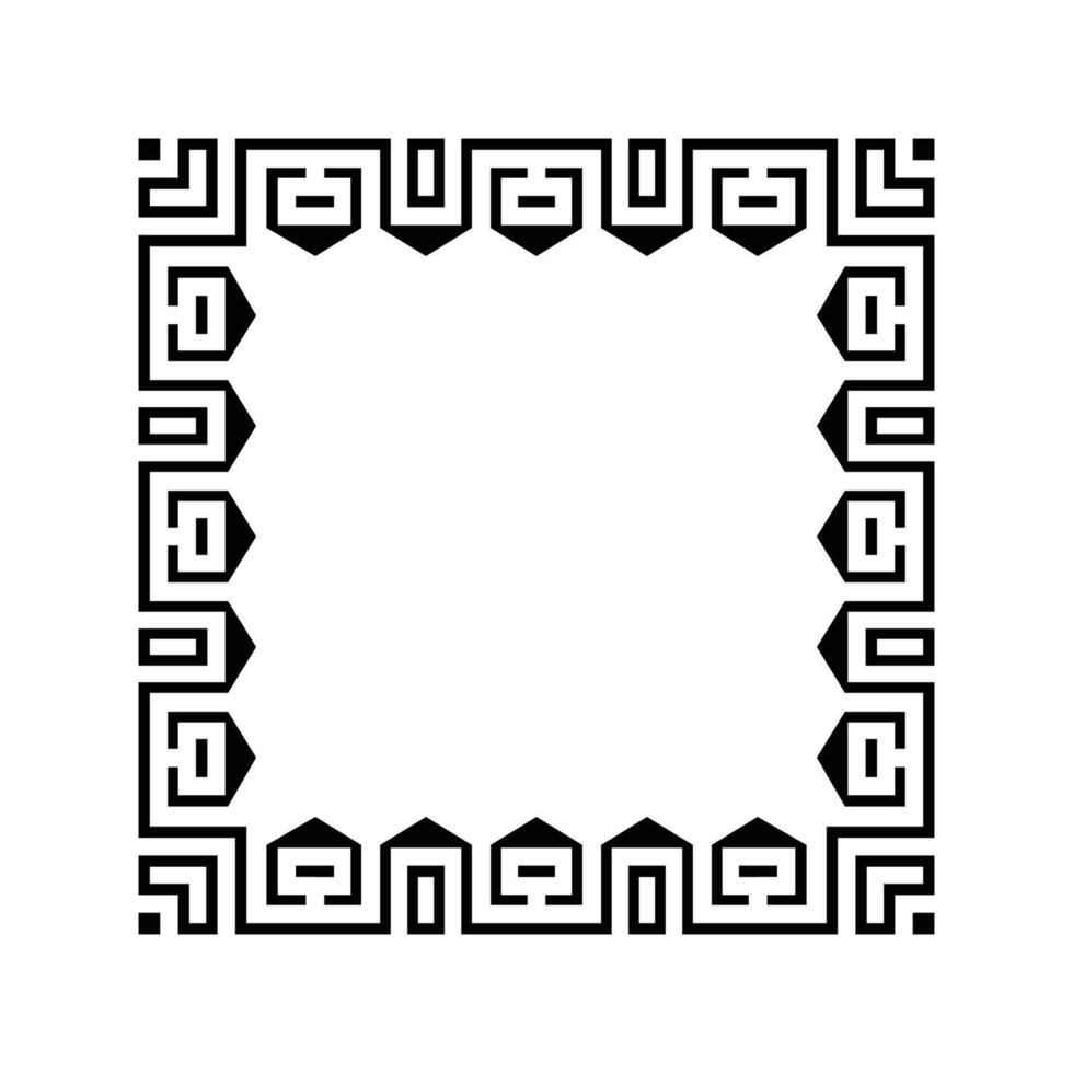 Ornamental Geometric Square Border Pattern Design with Symmetrical Shapes vector