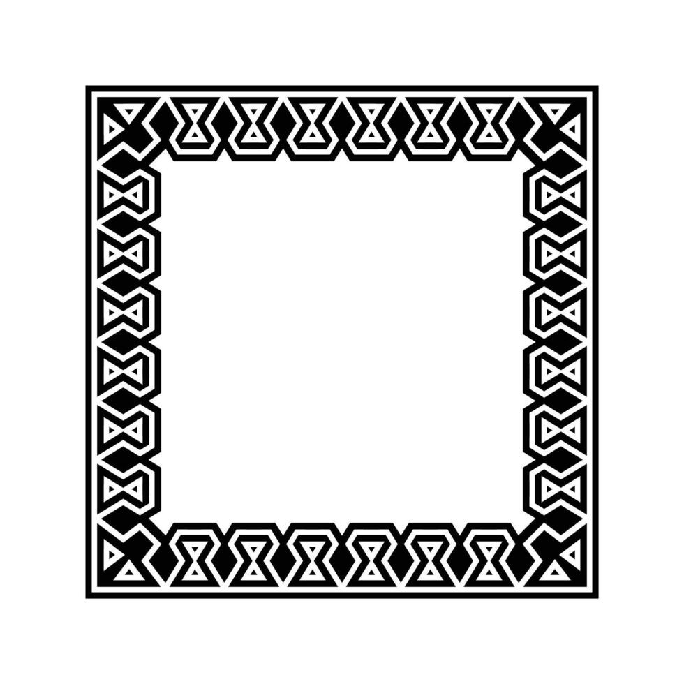 Ornamental Geometric Square Border Pattern Design with Symmetrical Shapes vector