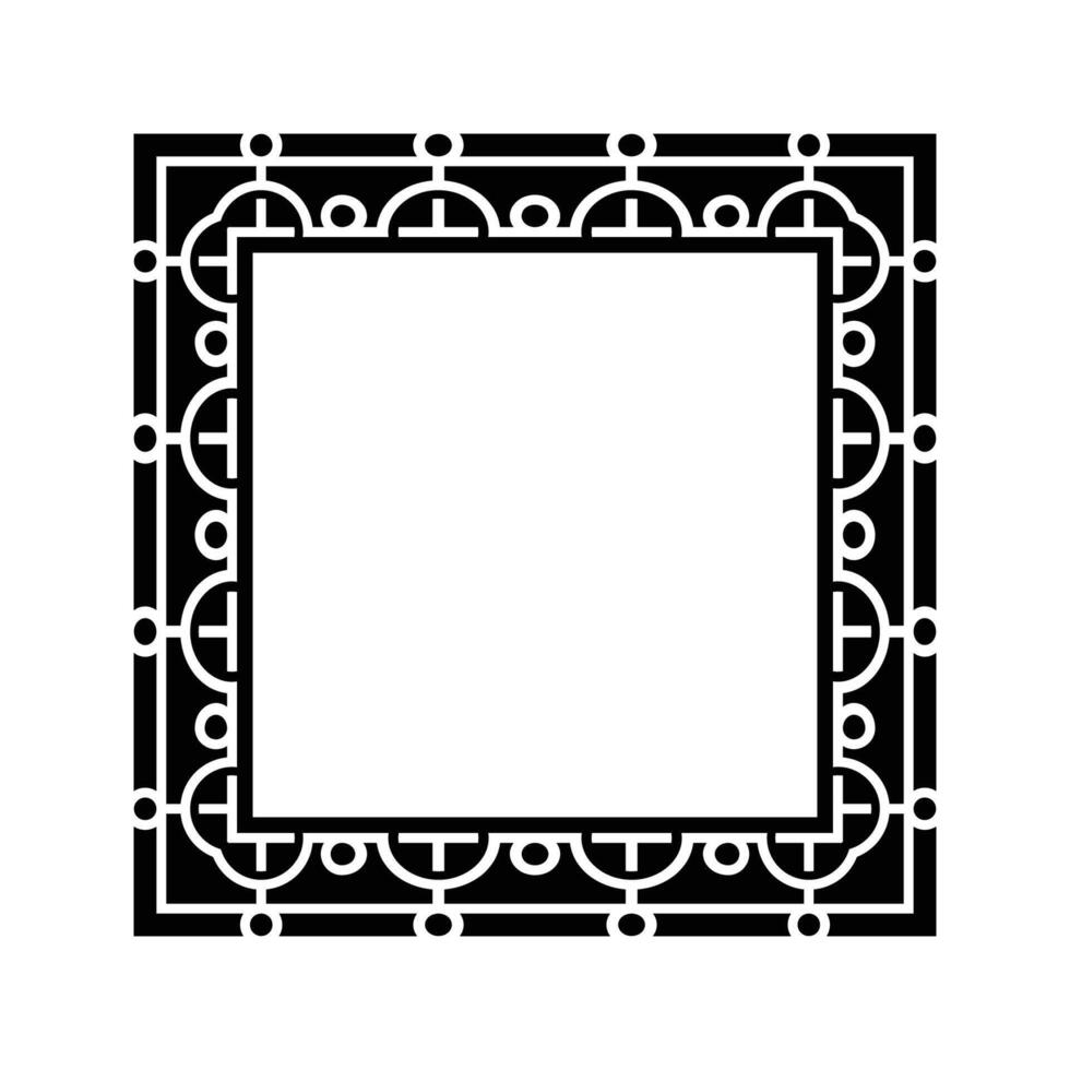 Ornamental Geometric Square Border Pattern Design with Symmetrical Shapes vector