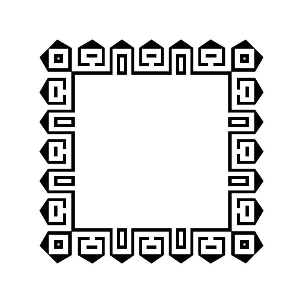 Ornamental Geometric Square Border Pattern Design with Symmetrical Shapes vector