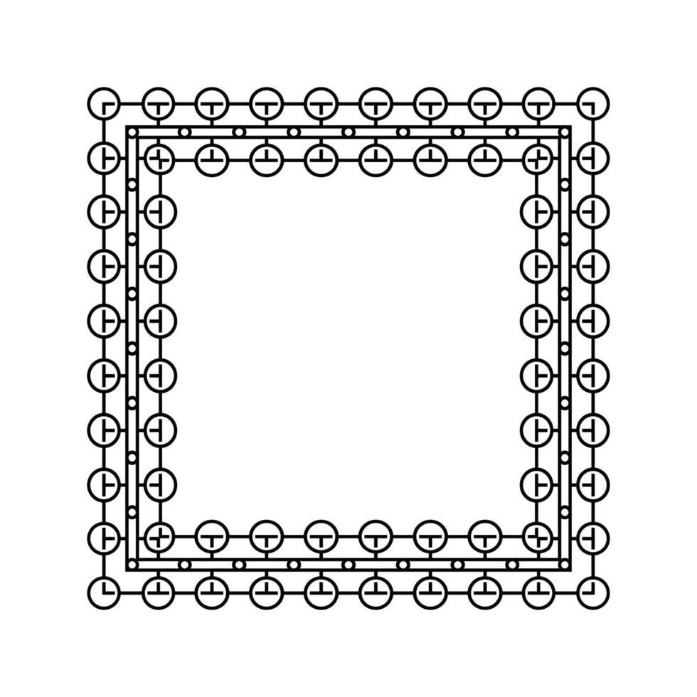 Ornamental Geometric Square Border Pattern Design with Symmetrical Shapes vector