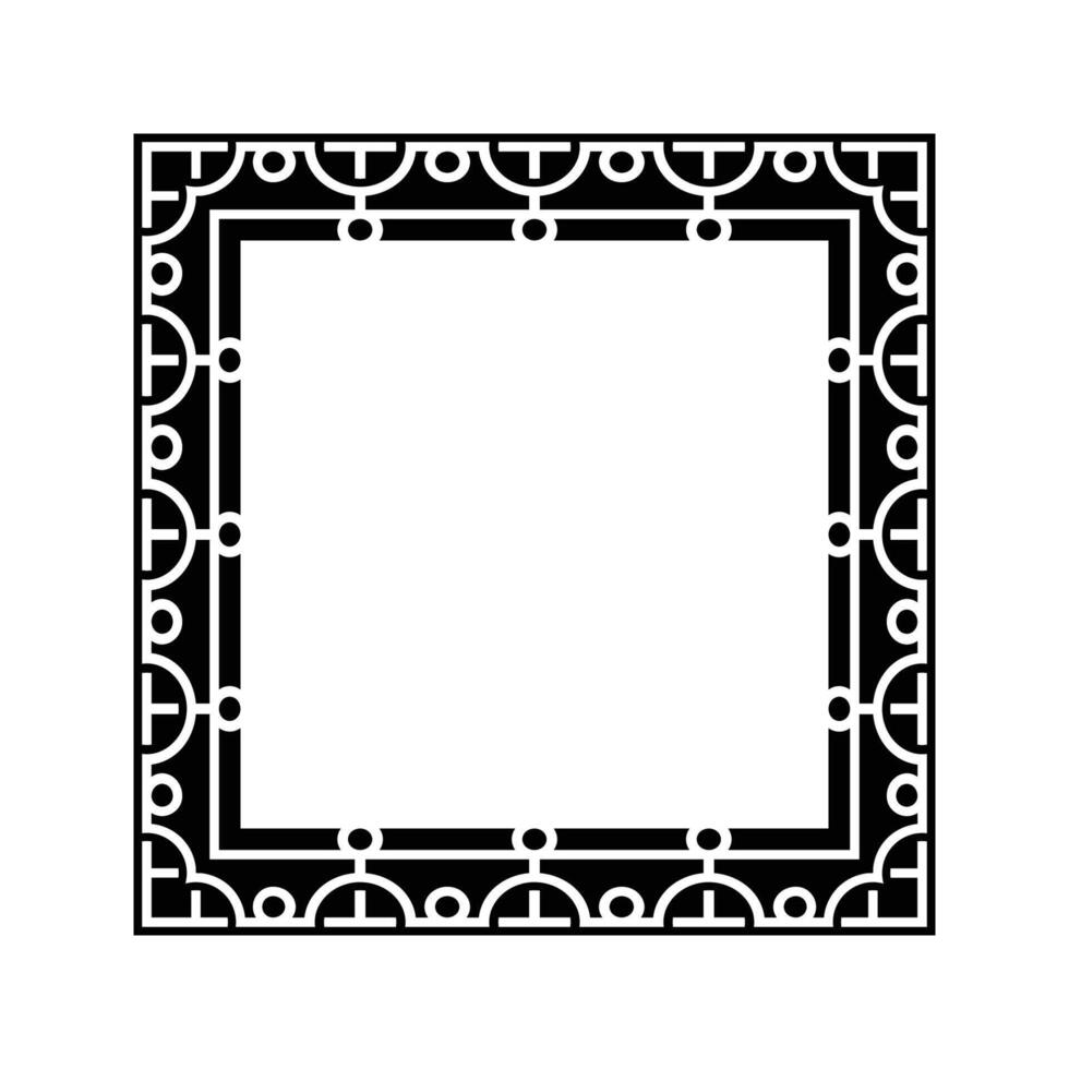 Ornamental Geometric Square Border Pattern Design with Symmetrical Shapes vector