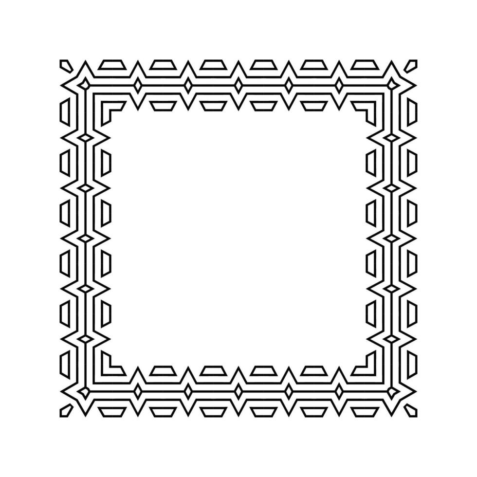 Ornamental Geometric Square Border Pattern Design with Symmetrical Shapes vector