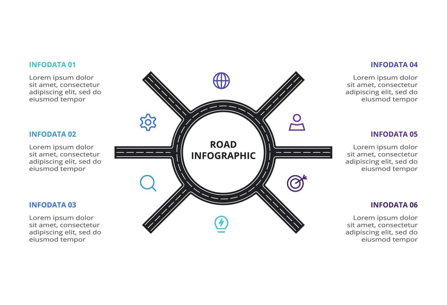 Creative concept for infographic with 6 steps, options, parts or processes. Business data visualization. vector