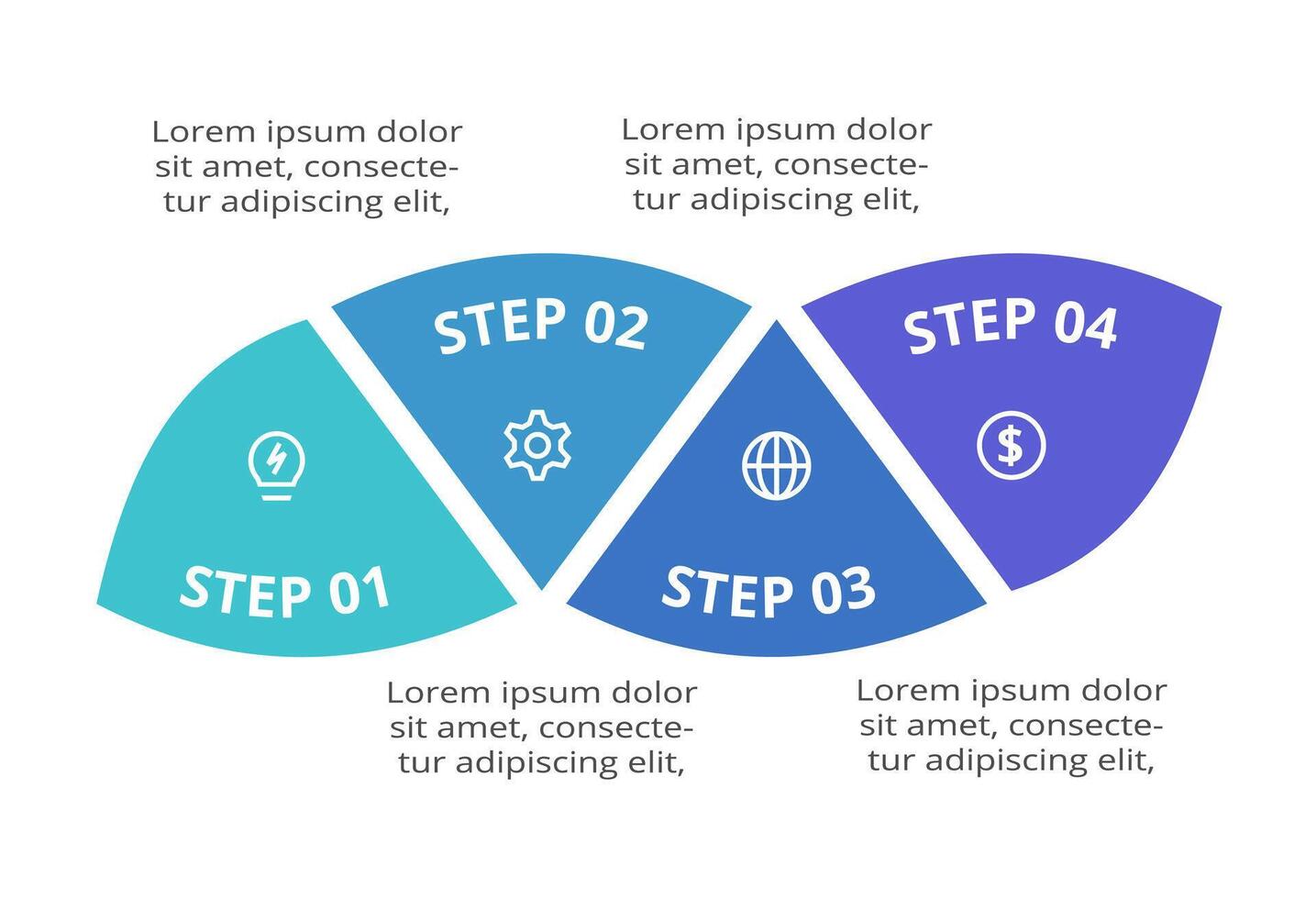 Creative concept for infographic with 4 steps, options, parts or processes. Business data visualization. vector
