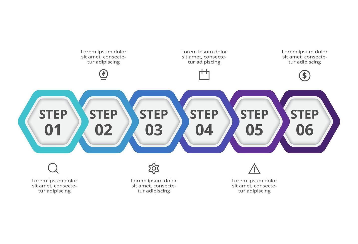 Creative concept for infographic with 6 steps, options, parts or processes. Business data visualization. vector