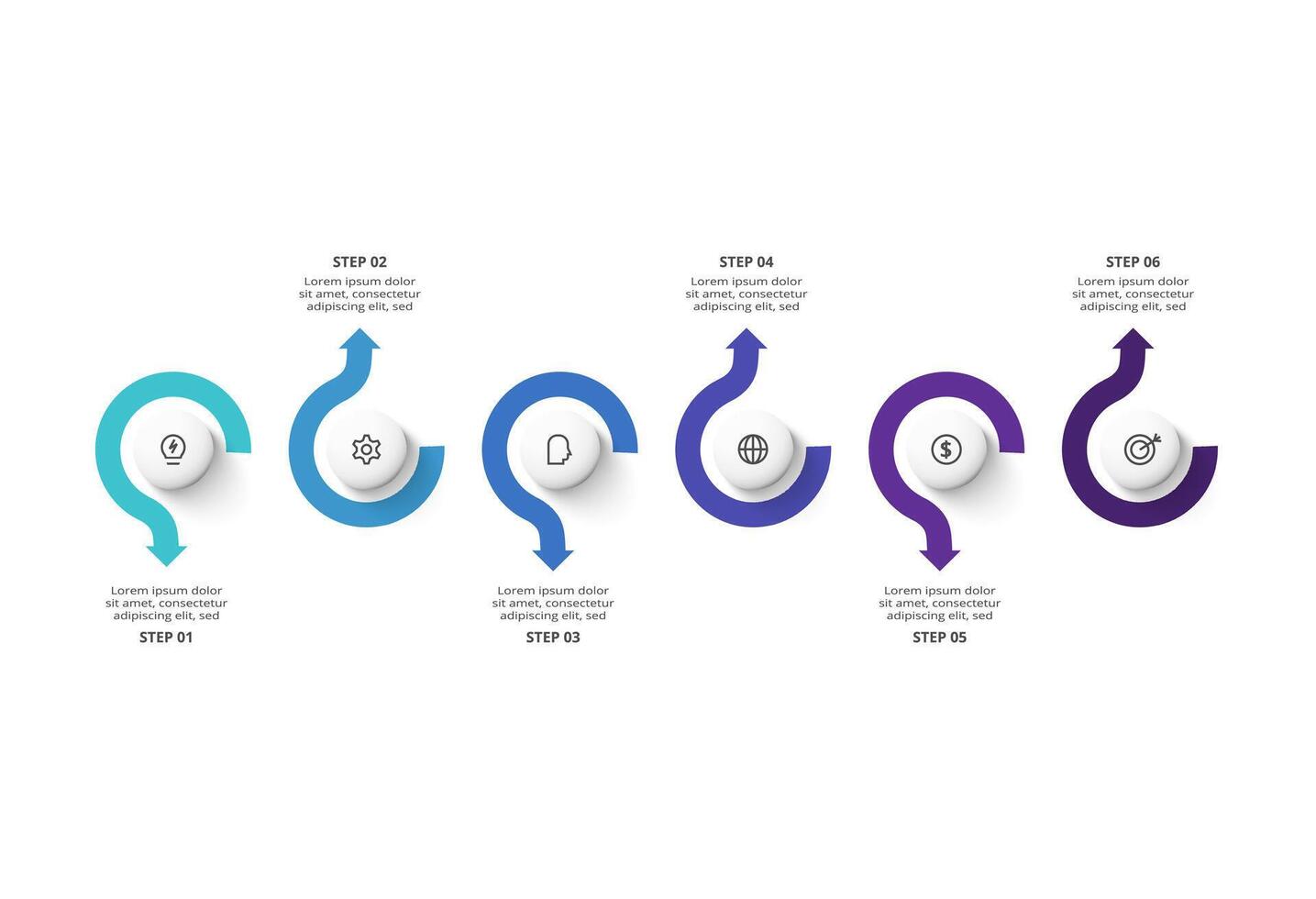 Creative concept for infographic with 6 steps, options, parts or processes. Business data visualization. vector